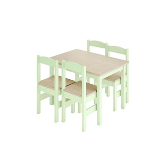 Lina bord og 4 stole, pastel