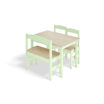 Lina bord, 2 stole og 1 bænk, pastel