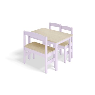 Lina bord, 2 stole og 1 bænk, pastel