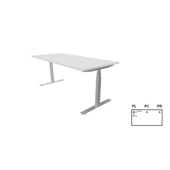 Work skrivebord 180x80 cm E-motion sølvfarvet understel
