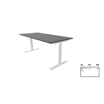 Work skrivebord 180x80 cm E-motion hvidt understel