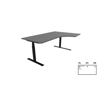 Work skrivebord højre 180x120 cm E-motion sort understel