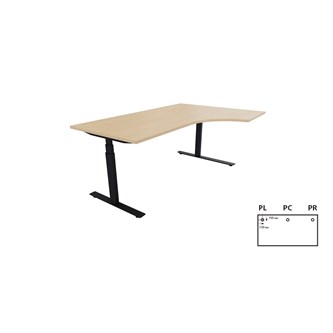 Work skrivebord højre 180x120 cm E-motion sort understel
