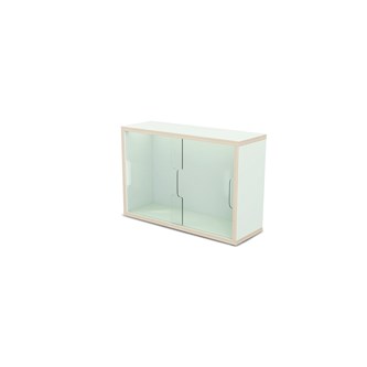 Fixa 2:1 væghængt udstillingsskab m/skydelåger i plexiglas D20 cm