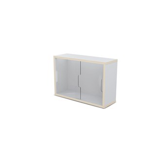 Fixa 2:1 væghængt udstillingsskab m/skydelåger i plexiglas D20 cm