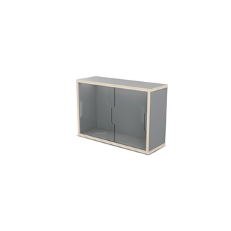 Fixa 2:1 væghængt udstillingsskab m/skydelåger i plexiglas D20 cm