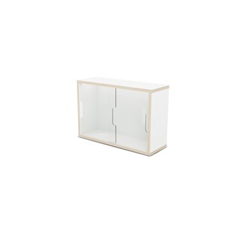 Fixa 2:1 væghængt udstillingsskab m/skydelåger i plexiglas D20 cm