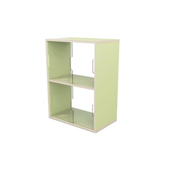 Fixa 2:2 udstillingsskab m/skydelåger og ryg i plexiglas D36 cm D46 cm