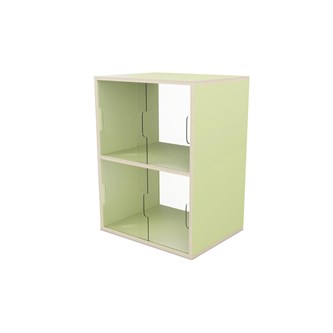 Fixa 2:2 udstillingsskab m/skydelåger og ryg i plexiglas D36 cm D46 cm