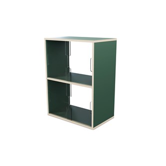 Fixa 2:2 udstillingsskab m/skydelåger og ryg i plexiglas D36 cm D46 cm
