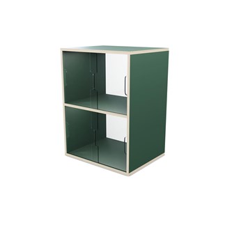 Fixa 2:2 udstillingsskab m/skydelåger og ryg i plexiglas D36 cm D46 cm