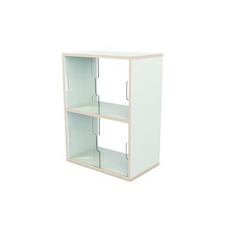 Fixa 2:2 udstillingsskab m/skydelåger og ryg i plexiglas D36 cm D46 cm