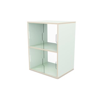 Fixa 2:2 udstillingsskab m/skydelåger og ryg i plexiglas D36 cm D46 cm