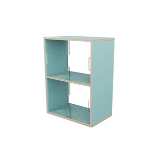 Fixa 2:2 udstillingsskab m/skydelåger og ryg i plexiglas D36 cm D46 cm