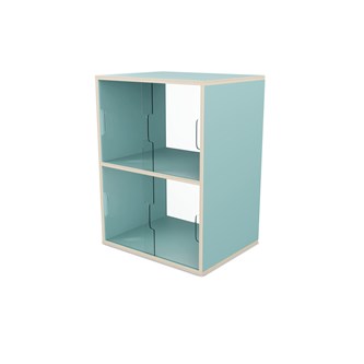 Fixa 2:2 udstillingsskab m/skydelåger og ryg i plexiglas D36 cm D46 cm