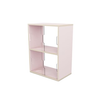 Fixa 2:2 udstillingsskab m/skydelåger og ryg i plexiglas D36 cm D46 cm