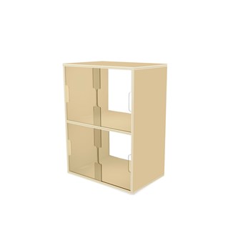 Fixa 2:2 udstillingsskab m/skydelåger og ryg i plexiglas D36 cm D46 cm