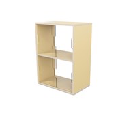 Fixa 2:2 udstillingsskab m/skydelåger og ryg i plexiglas D36 cm D46 cm