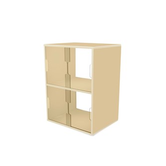 Fixa 2:2 udstillingsskab m/skydelåger og ryg i plexiglas D36 cm D46 cm