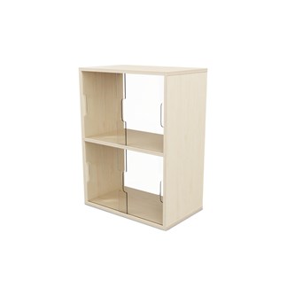 Fixa 2:2 udstillingsskab m/skydelåger og ryg i plexiglas D36 cm D46 cm