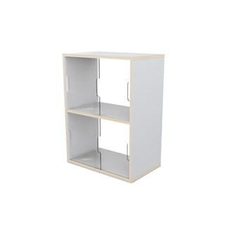 Fixa 2:2 udstillingsskab m/skydelåger og ryg i plexiglas D36 cm D46 cm