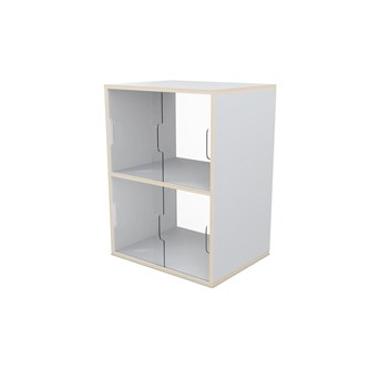 Fixa 2:2 udstillingsskab m/skydelåger og ryg i plexiglas D36 cm D46 cm