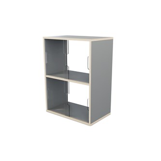 Fixa 2:2 udstillingsskab m/skydelåger og ryg i plexiglas D36 cm D46 cm