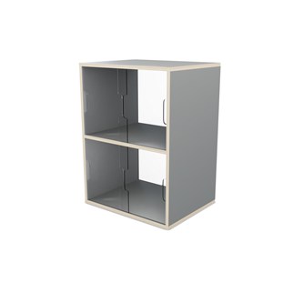 Fixa 2:2 udstillingsskab m/skydelåger og ryg i plexiglas D36 cm D46 cm
