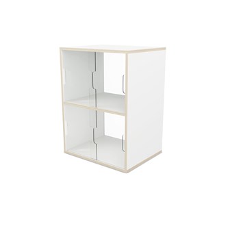 Fixa 2:2 udstillingsskab m/skydelåger og ryg i plexiglas D36 cm D46 cm
