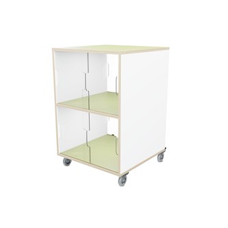 Fixa 2:2 udstillingsskab på hjul m/skydelåger og whiteboard D36 cm D46 cm