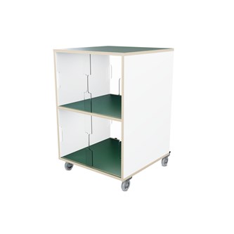 Fixa 2:2 udstillingsskab på hjul m/skydelåger og whiteboard D36 cm D46 cm