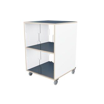 Fixa 2:2 udstillingsskab på hjul m/skydelåger og whiteboard D36 cm D46 cm