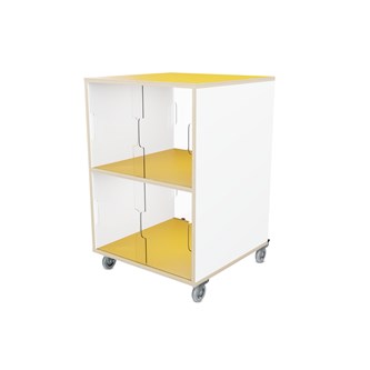 Fixa 2:2 udstillingsskab på hjul m/skydelåger og whiteboard D36 cm D46 cm