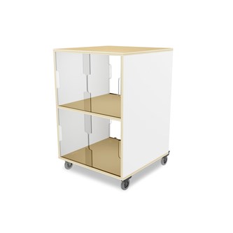 Fixa 2:2 udstillingsskab på hjul m/skydelåger og whiteboard D36 cm D46 cm