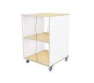 Fixa 2:2 udstillingsskab på hjul m/skydelåger og whiteboard D36 cm D46 cm