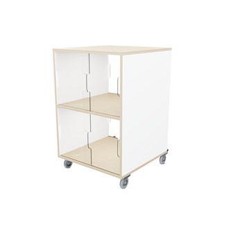 Fixa 2:2 udstillingsskab på hjul m/skydelåger og whiteboard D36 cm D46 cm