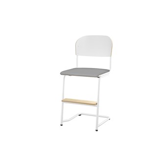 Matte FSC stol sh 45/63 cm stort sæde, hvidt stel