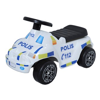Færdigmonteret politibil med lydsvage hjul