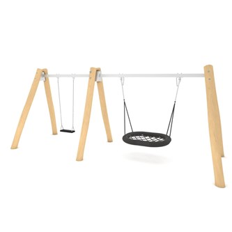 ROBINIA gynge med 1 fladt gyngesæde og 1 fuglerede RB1492