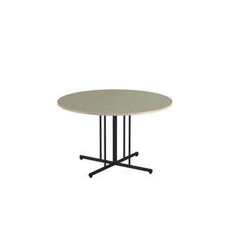 12:38 søjlebord akustik linoleum rundt Ø120 cm sort understel