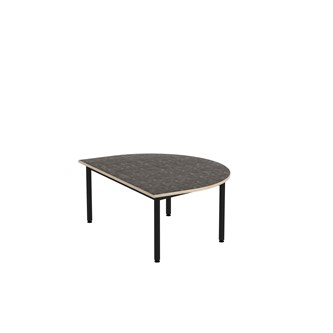 12:38 bord akustik linoleum halvrundt 120-60 cm sort understel
