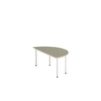 12:38 bord akustik optimal linoleum halvrundt 120-60 cm hvidt understel