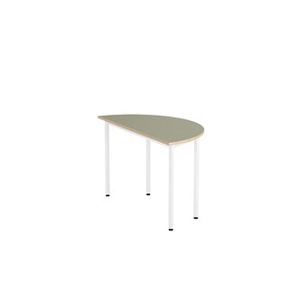 12:38 bord akustik optimal linoleum halvrundt 120-60 cm hvidt understel