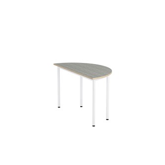 12:38 bord akustik optimal linoleum halvrundt 120-60 cm hvidt understel