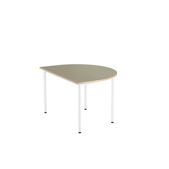 12:38 bord akustik optimal linoleum halvrundt 120-90 cm hvidt understel