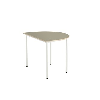 12:38 bord akustik optimal linoleum halvrundt 120-90 cm hvidt understel