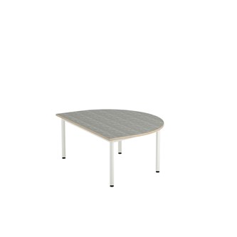 12:38 bord akustik optimal linoleum halvrundt 120-90 cm hvidt understel