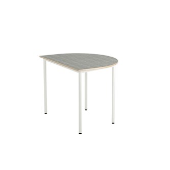 12:38 bord akustik optimal linoleum halvrundt 120-90 cm hvidt understel