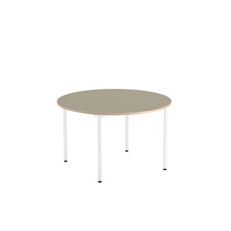 12:38 bord akustik optimal linoleum rundt Ø120 cm hvidt understel