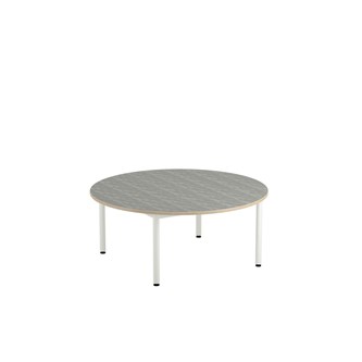12:38 bord akustik optimal linoleum rundt Ø120 cm hvidt understel